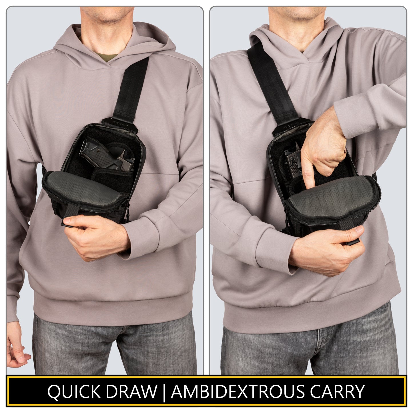 Quick Draw Concealed Carry Sling Bag CCW Crossbody EDC for Handgun