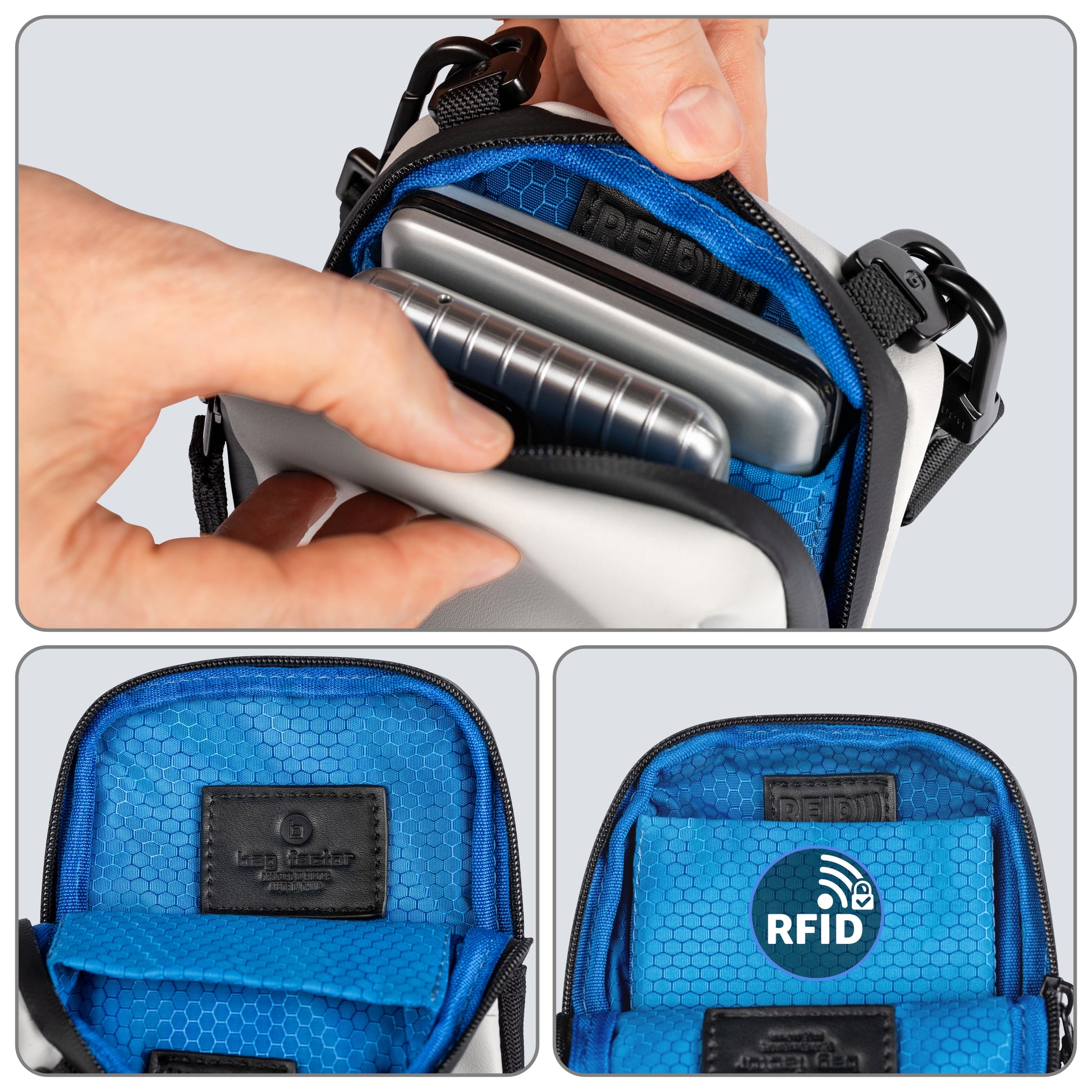 Grey Phone Crossbody Sling Bag EDC Interior