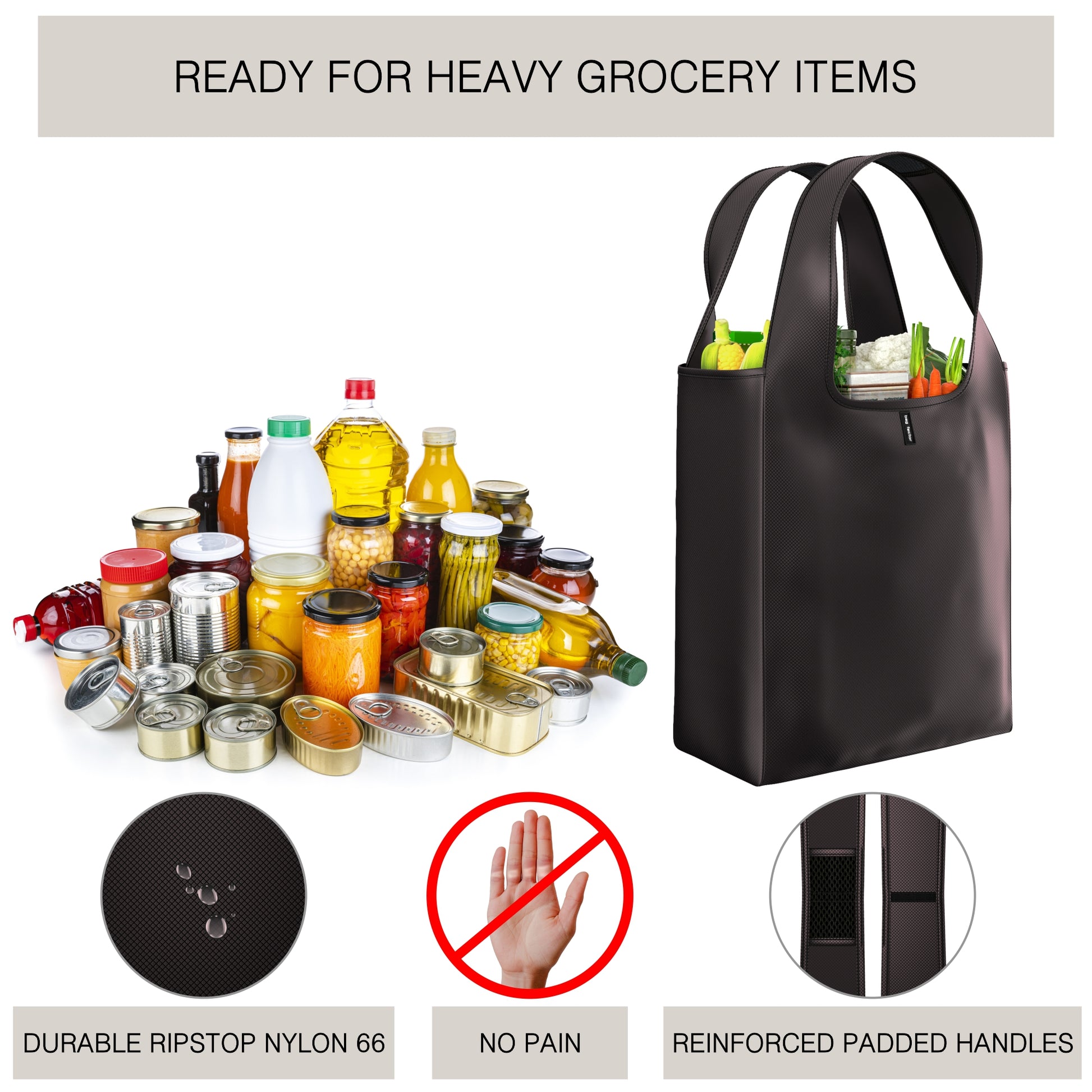 Reusable Grocery Shopping Bag Heavy Duty Tote Foldable Lightweight Ultralight