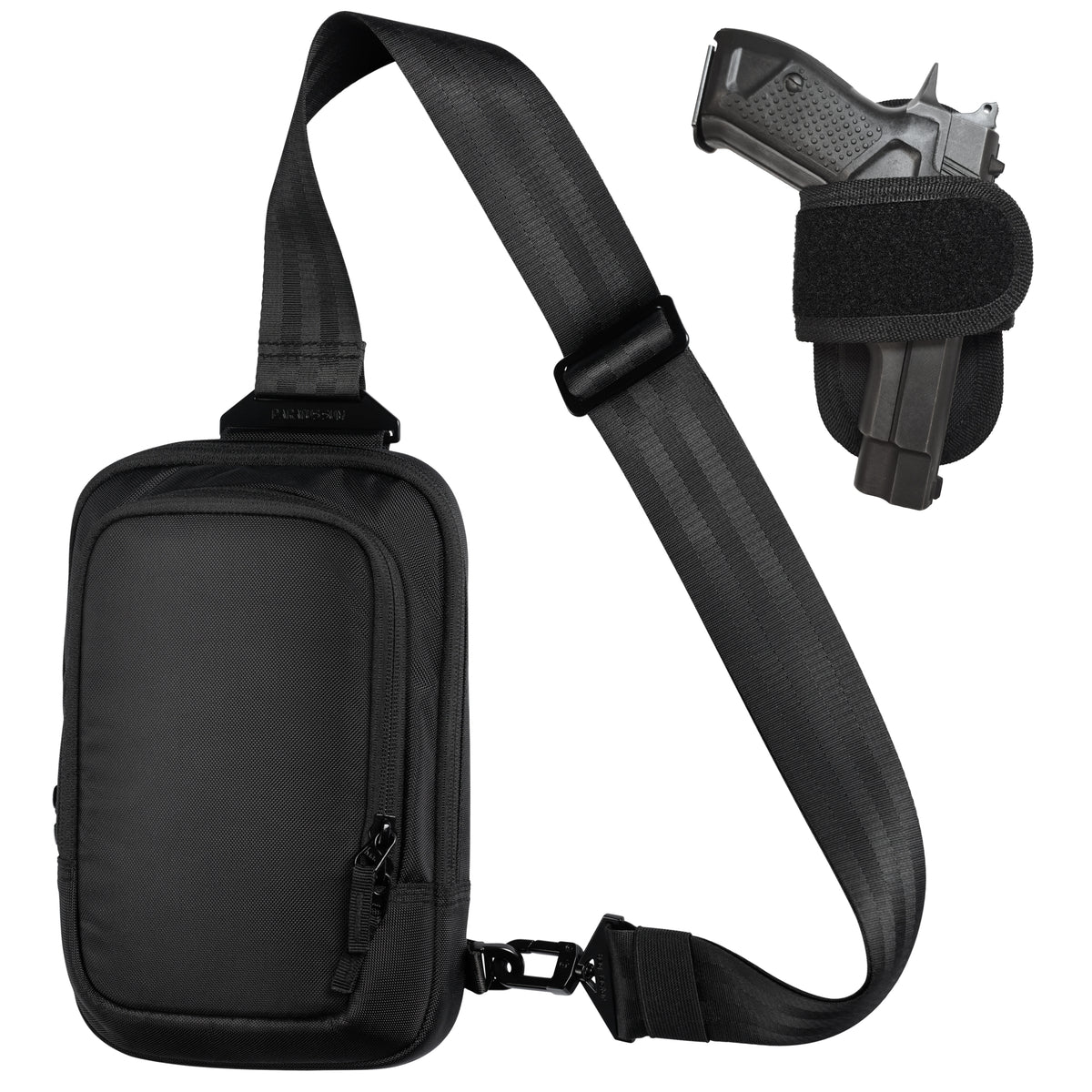 Tactical CCW Sling Bag - Premium Vegan Leather Crossbody with Anti-Theft Zipper Concealed Carry Xander Leather Sling by DS Conceal — Unisex  main image 3