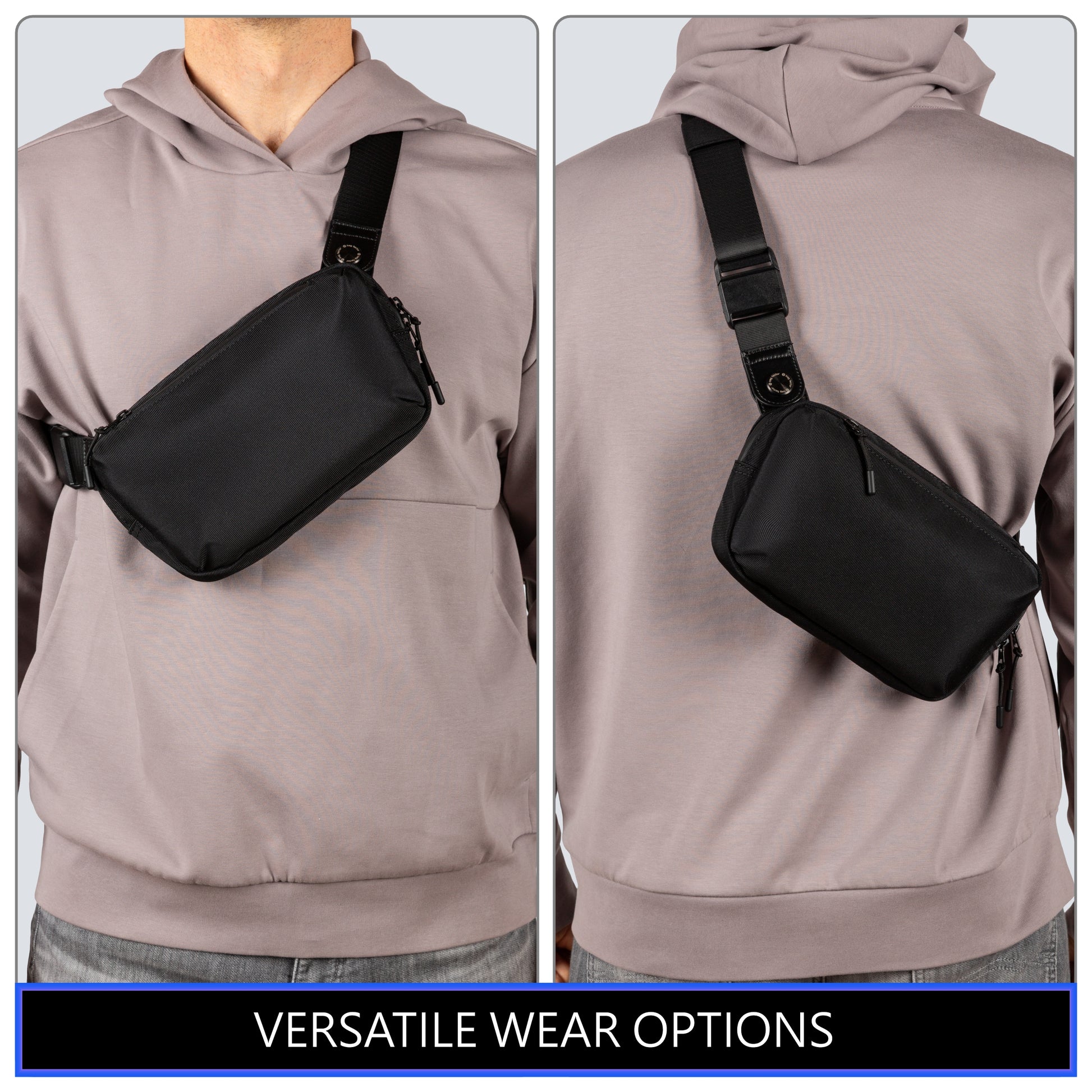 Designer Small Urban  City Professional 1L Sling Bag Crossbody EDC Max Kremen for Men and Women on Model Minimalist