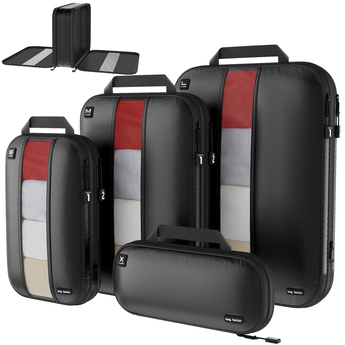 double sided compression packing cubes for travel clean dirty