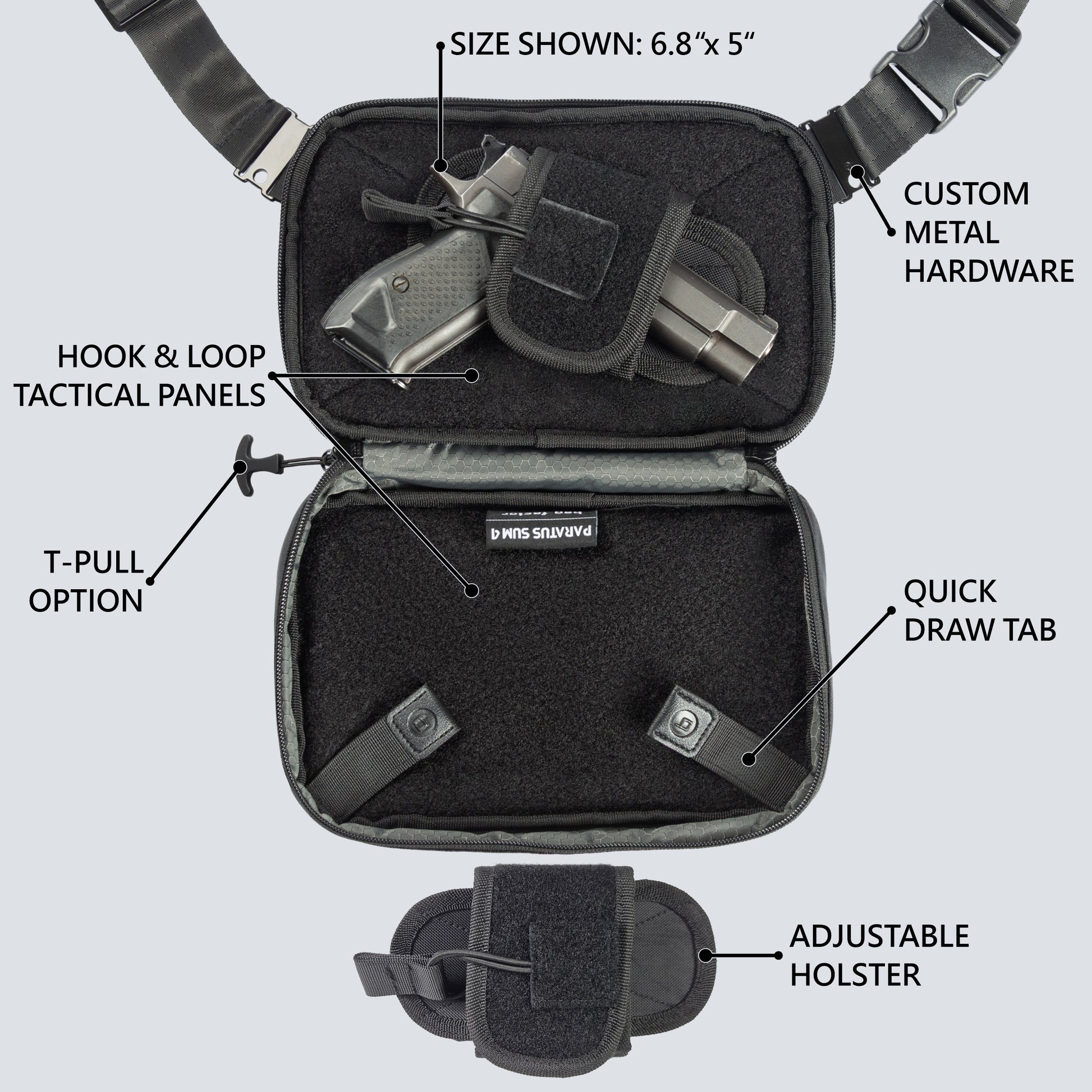 Paratus Sum 4 Tactical Concealed Carry Crossbody Sling Bag EDC CCW for Handguns with Holster Kydex Velcro Compatible