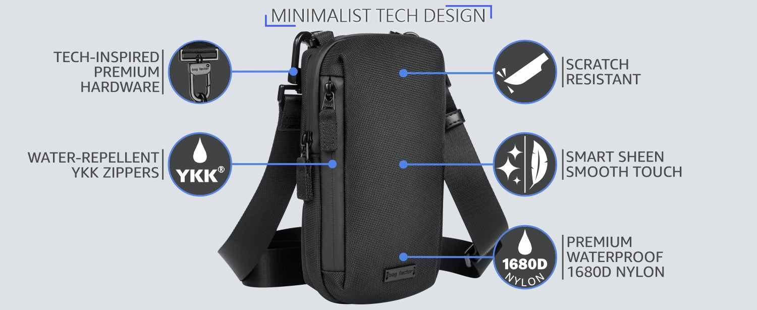 Bag Factor Minimalist 2 Phone Crossbody Sling Bag with Urban Elegance