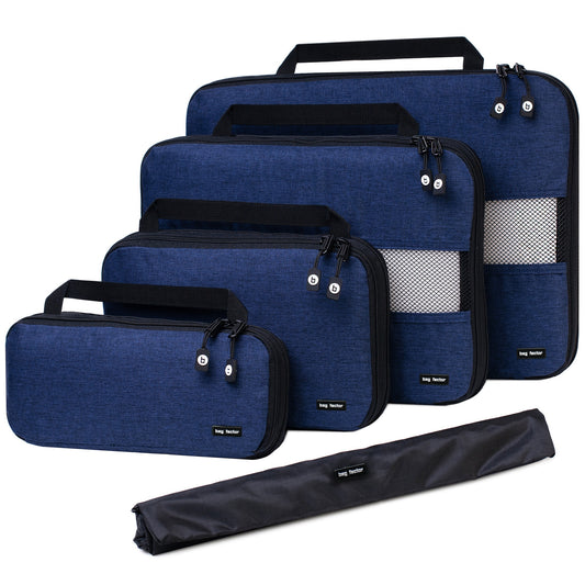 Compression Packing Cubes for Travel - Bag Factor Premium Luggage Organizer Set (Navy Blue)