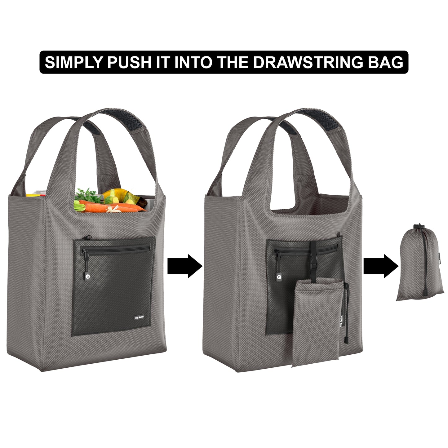 premium shopping bags for groceries color gray